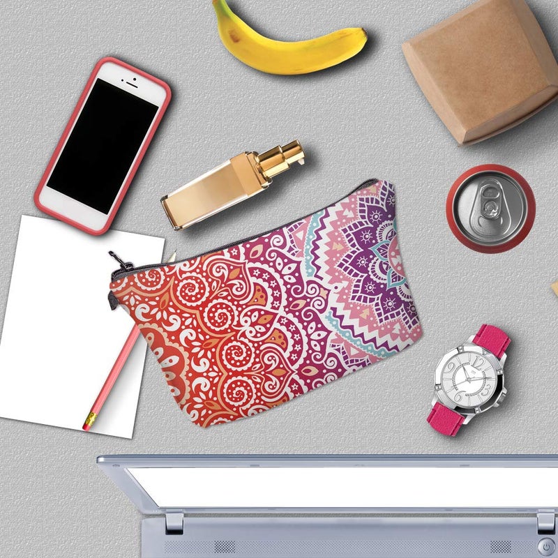 Deanfun Cosmetic Bag for Women, Mandala Flowers Waterproof Makeup Bags Roomy Toiletry Pouch Travel Accessories Gifts (51391) - Image 4